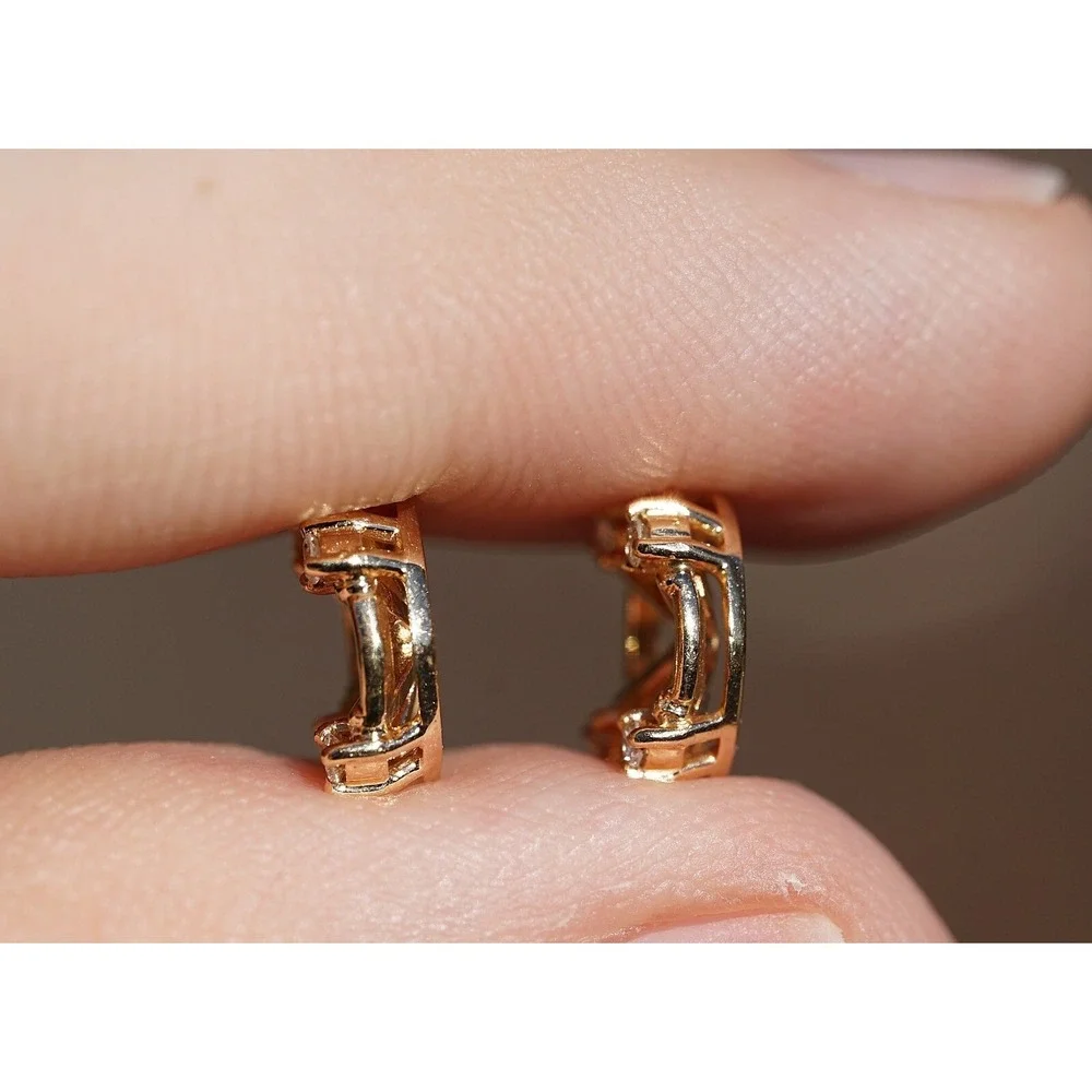 Vintage 14k Solid Gold Natural High Quality Diamond Stud Earring Enhancers